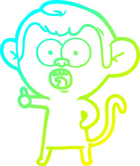 cold gradient line drawing cartoon shocked monkey