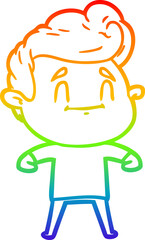 rainbow gradient line drawing happy cartoon man