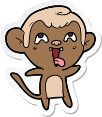 sticker of a crazy cartoon monkey