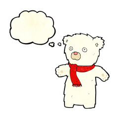 cartoon cute polar bear with thought bubble