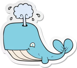 Fotobehang sticker of a cartoon whale spouting water © lineartestpilot
