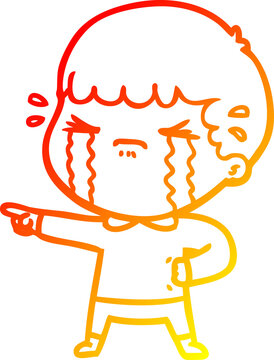 recommend clip art: warm gradient line drawing cartoon man crying