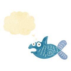 cartoon fish with thought bubble