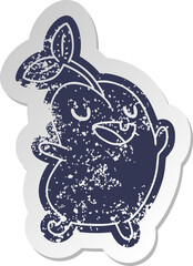 distressed old sticker kawaii cute sprouting bean