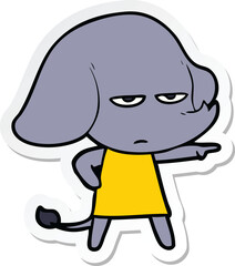 sticker of a annoyed cartoon elephant