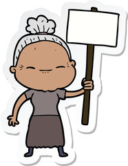 sticker of a cartoon peaceful old woman