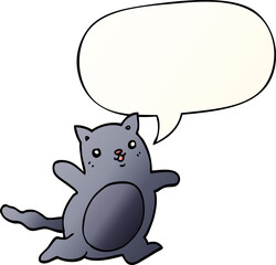 cartoon cat and speech bubble in smooth gradient style