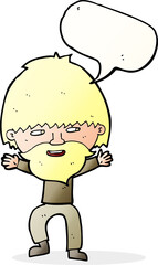 cartoon happy man with beard with speech bubble