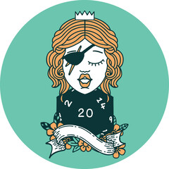 human rogue with natural twenty dice roll icon