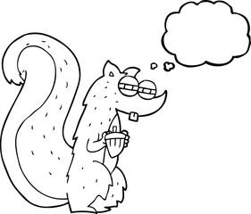 thought bubble cartoon squirrel with nut