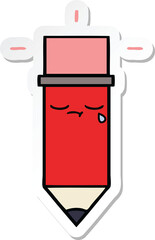 sticker of a cute cartoon pencil