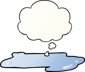 cartoon water puddle and thought bubble in smooth gradient style
