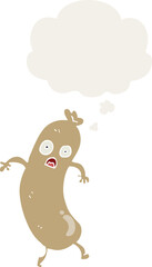 cartoon sausage and thought bubble in retro style