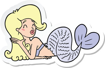 sticker of a cartoon mermaid