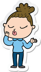 sticker of a cartoon calm woman