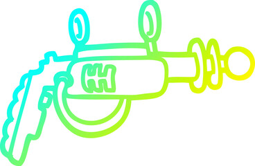 cold gradient line drawing cartoon ray gun