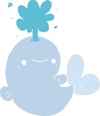 flat color style cartoon whale spouting water