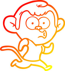warm gradient line drawing cartoon hooting monkey