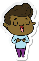 sticker of a happy cartoon man