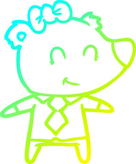 cold gradient line drawing female bear in work clothes