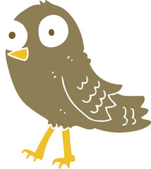 flat color illustration of a cartoon bird