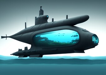 Fototapeta na wymiar Submarine, Generative AI Illustration