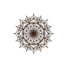 Circular flower mandala pattern for Henna, Mehndi, tattoo, decoration. Decorative ornament in ethnic oriental style. Outline doodle hand draw vector illustration.