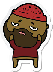 Obraz premium sticker of a cartoon worried man with beard