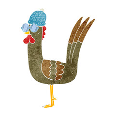 retro cartoon chicken wearing disguise