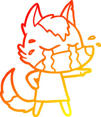 warm gradient line drawing cartoon crying wolf