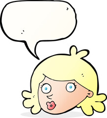 cartoon pretty face with speech bubble