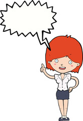 cartoon woman with idea with speech bubble