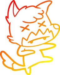 warm gradient line drawing cartoon dead fox