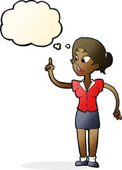cartoon woman with great idea with thought bubble