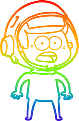 rainbow gradient line drawing cartoon surprised astronaut