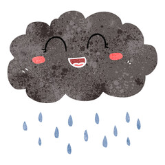 retro cartoon rain cloud