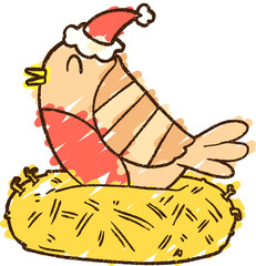 Robin Nesting Chalk Drawing