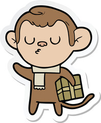 sticker of a cartoon calm monkey