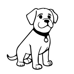 Vector black silhouette of a dog isolated on a white background.