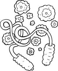 black and white cartoon skipping rope