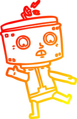 Naklejka premium warm gradient line drawing cartoon robot