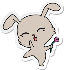 sticker cartoon of cute kawaii bunny