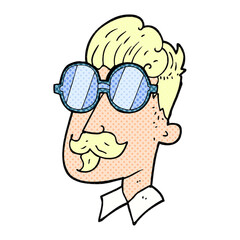 Obraz premium cartoon man with mustache and spectacles