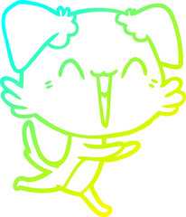 cold gradient line drawing happy little dog cartoon
