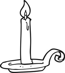 black and white cartoon candle burning
