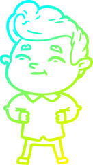 cold gradient line drawing happy cartoon man