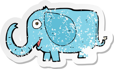 retro distressed sticker of a cartoon baby elephant