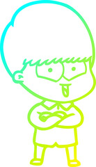 cold gradient line drawing cartoon happy boy