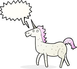cartoon unicorn with speech bubble