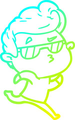 cold gradient line drawing cartoon cool guy